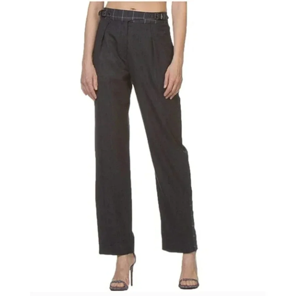 Rag & Bone Gray Women James Straight Checkered Wool Slacks Pants 6 $475 NWT - Picture 1 of 8